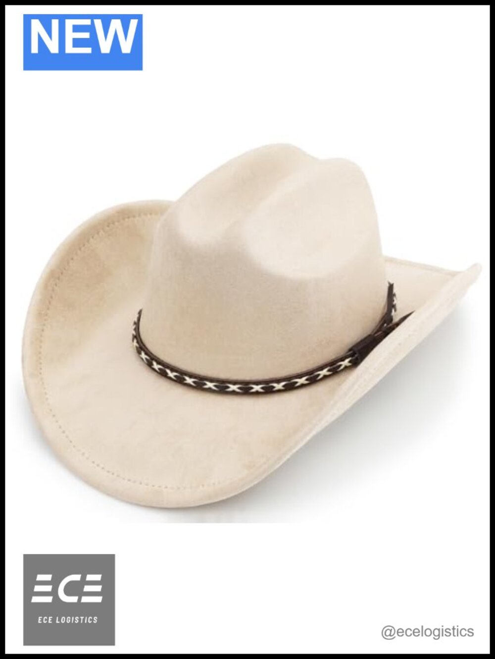 Unisex Wide Brim Felt Cowboy Hat Western Adjustable Hat